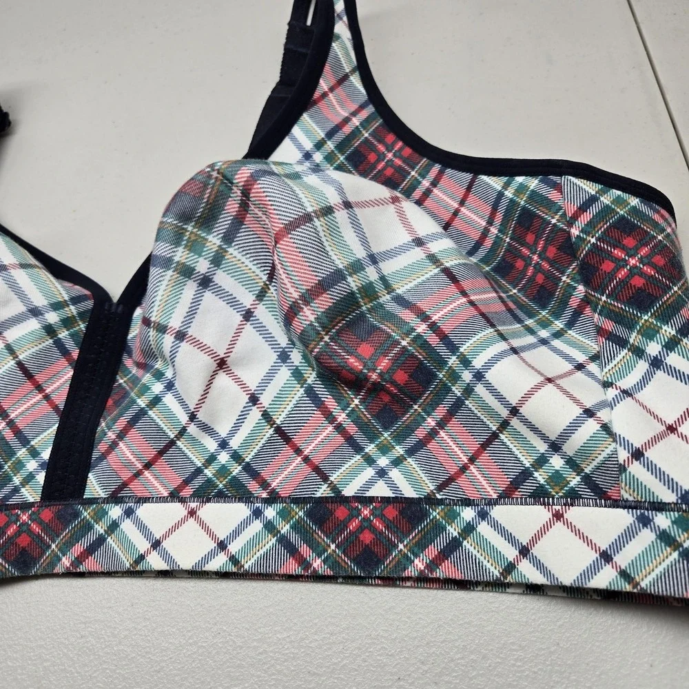 Cacique Women Bra 54DD Red Plaid T Shirt Unlined FUll Coverage Adjustable Straps